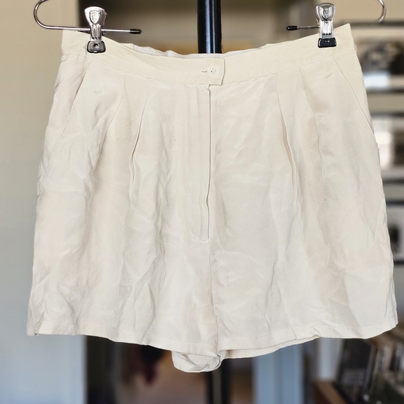 Reformation Pants - Reformation VTG Ivory Silk High-Waist Trouser Shorts